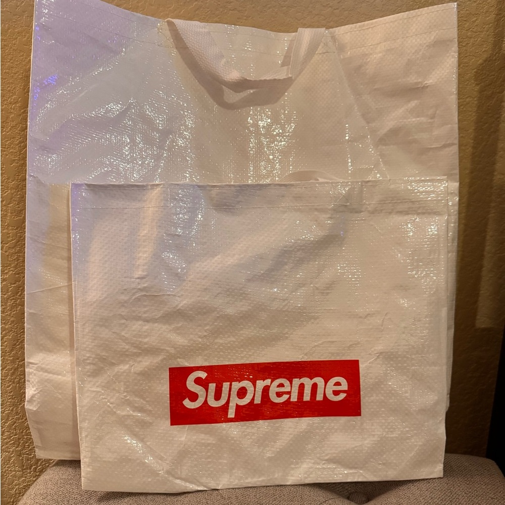 Supreme Red and White Shopping Bag